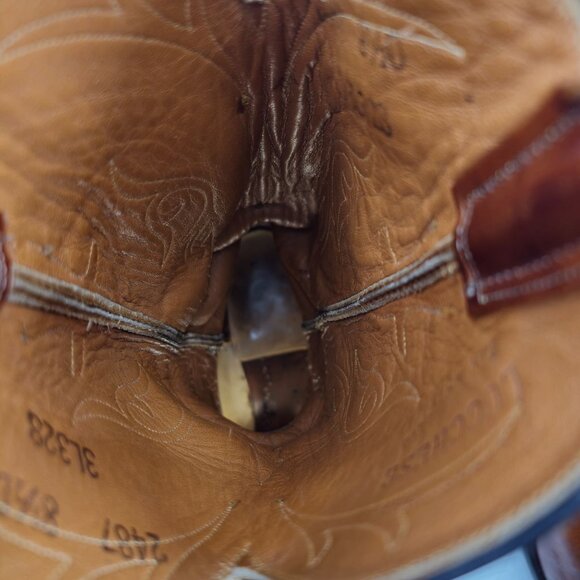 Vintage Lucchese San Antonio Men 8.5D Brown Leather Classic Cowboy Western Boots - Picture 10 of 16